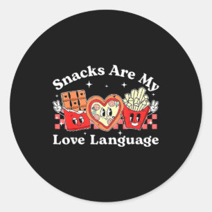 Snacks are my love language valentine day kids boy classic round sticker
