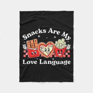 Snacks are my love language valentine day kids boy fleece blanket