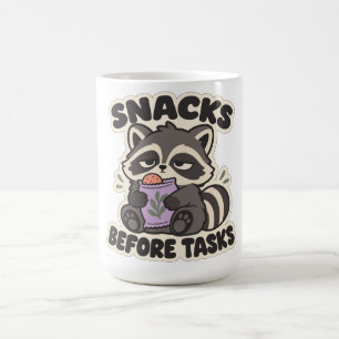 Snacks Before Tasks Sleepy Racoon Coffee Mug