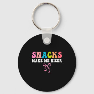 Snacks, make me nicer, cute, food lover, funny  key ring