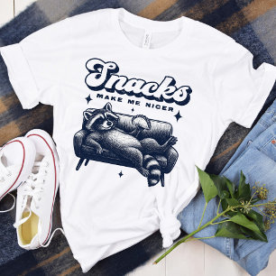 Snacks Make Me Nicer Funny Racoon Animal Tacos T-Shirt