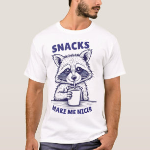 Snacks Make Me Nicer Raccoon Animal Sarcastic  T-Shirt