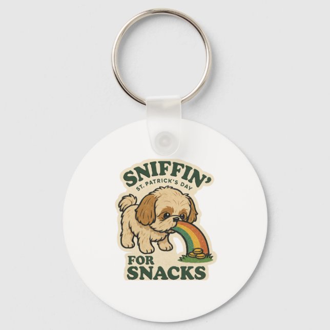 Snacks Sniffer Shih Tzu St.Patrick's Day Key Ring (Front)