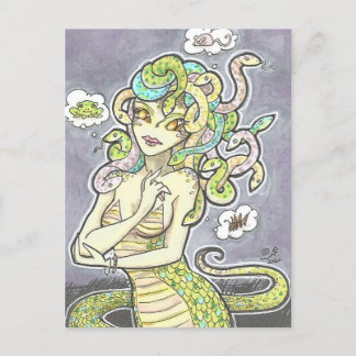 Snacktime Medusa Humour Fantasy Art Postcard Print