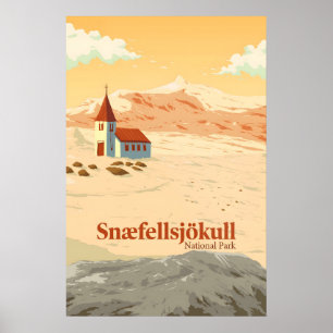 Snaefellsjokull National Park Iceland Travel Poster