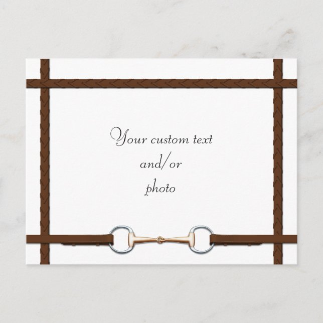 Snaffle Bit & Laced Reins Custom Horse Photo Postcard (Front)