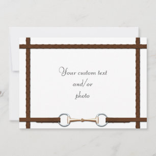 Snaffle Bit & Laced Reins Equestrian Horse Photo Thank You Card