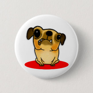 Snaggle Tooth Pug 6 Cm Round Badge
