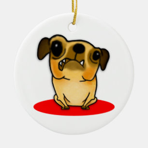 Snaggle Tooth Pug Ceramic Tree Decoration