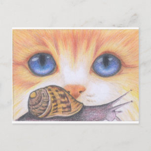 Snail and Cat Postcard