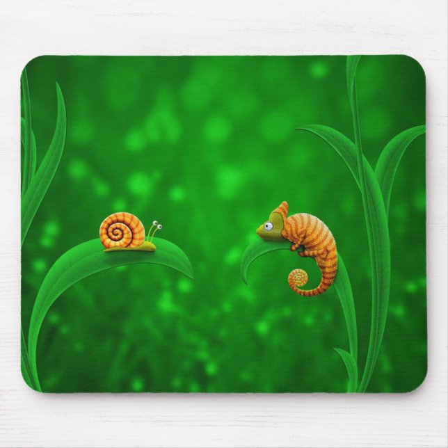 Snail and Chameleon Mouse Pad (Front)