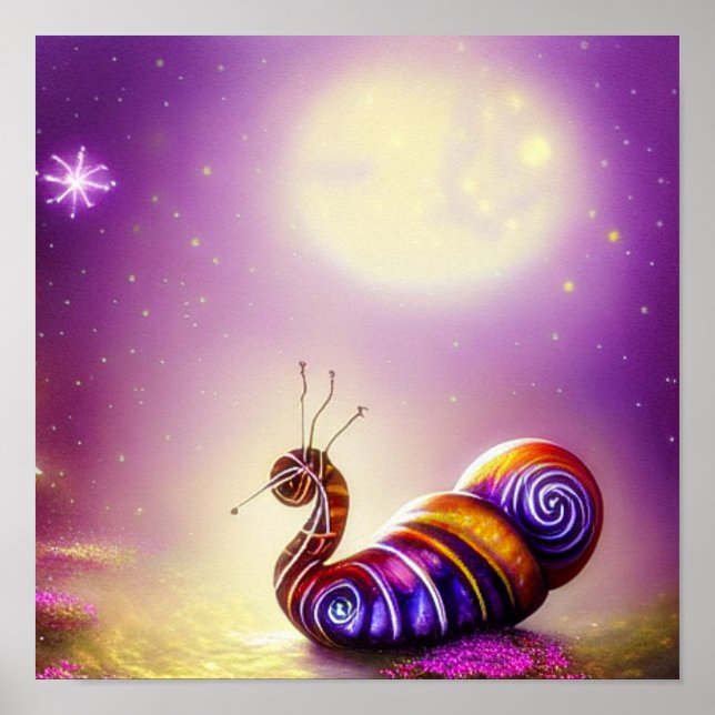 Snail and moon  poster (Front)