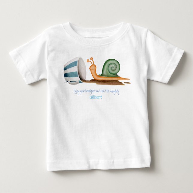 Snail and striped cup baby T-Shirt (Front)