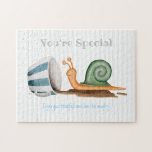 Snail and striped cup jigsaw puzzle
