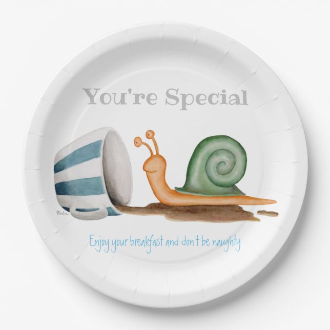 Snail and striped cup paper plate (Front)
