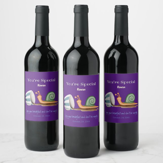 Snail and striped cup wine label (Bottles)