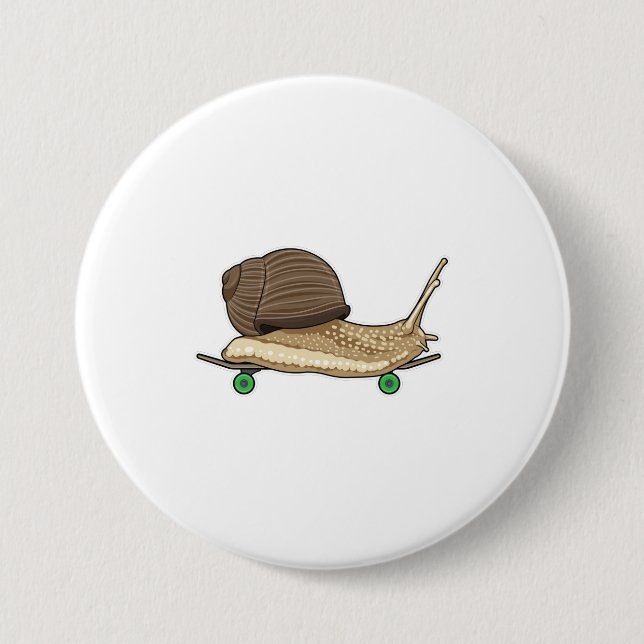 Snail as Skater with Skateboard 7.5 Cm Round Badge (Front)