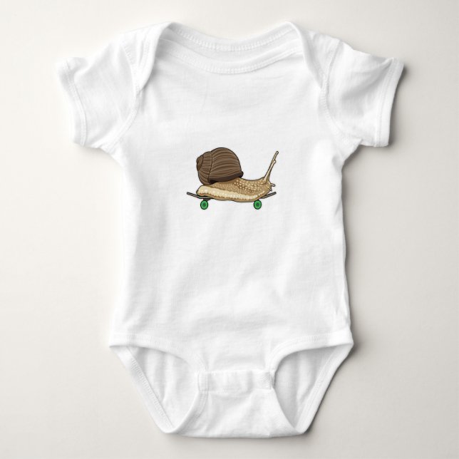 Snail as Skater with Skateboard Baby Bodysuit (Front)