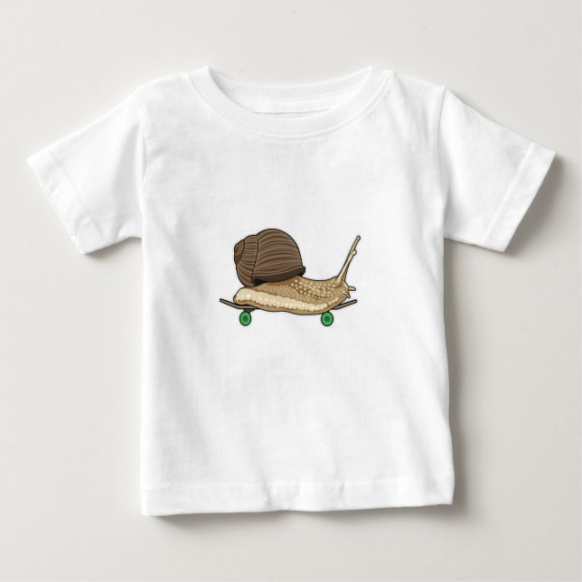 Snail as Skater with Skateboard Baby T-Shirt (Front)