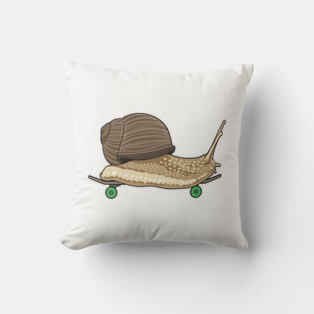 Snail as Skater with Skateboard Cushion (Front)