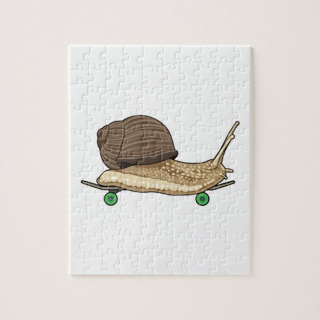 Snail as Skater with Skateboard Jigsaw Puzzle (Vertical)