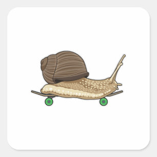 Snail as Skater with Skateboard Square Sticker