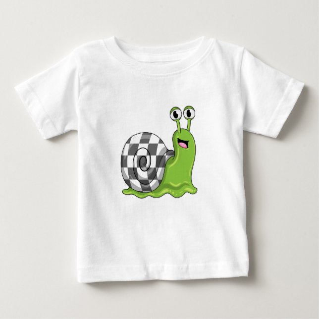 Snail at Chess with Chessboard Baby T-Shirt (Front)