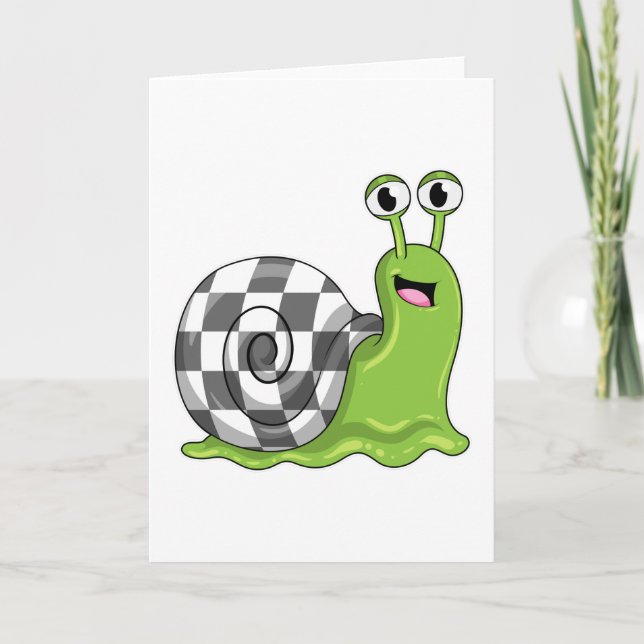 Snail at Chess with Chessboard Card (Front)