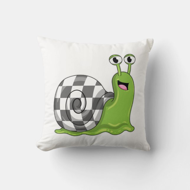 Snail at Chess with Chessboard Cushion (Front)