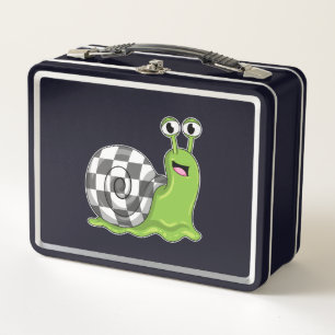 Snail at Chess with Chessboard Metal Lunch Box