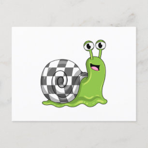 Snail at Chess with Chessboard Postcard