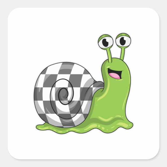 Snail at Chess with Chessboard Square Sticker (Front)