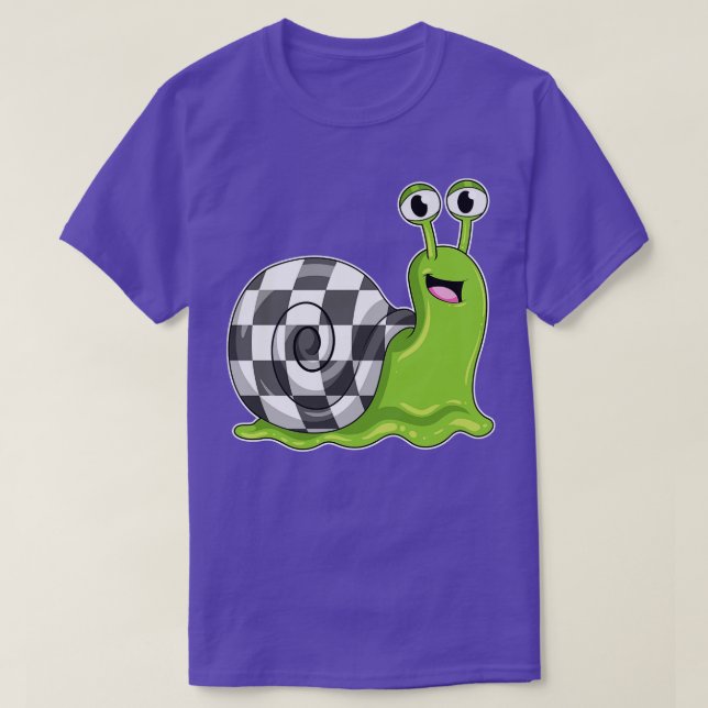 Snail at Chess with Chessboard T-Shirt (Design Front)