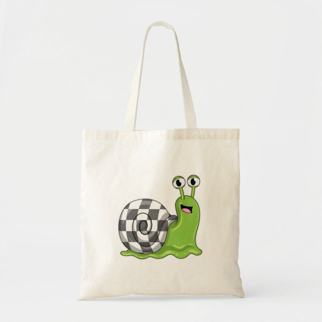Snail at Chess with Chessboard Tote Bag (Front)