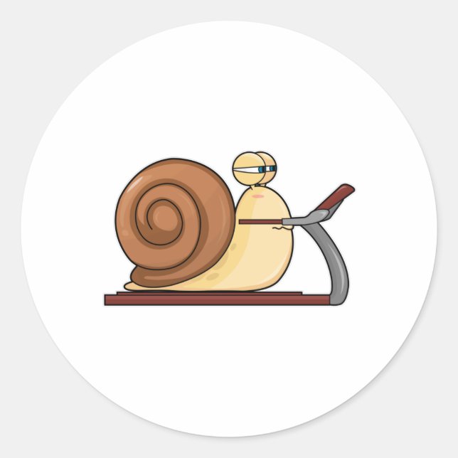 Snail at Jogging on Treadmill Classic Round Sticker (Front)