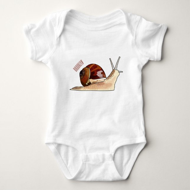 Snail cartoon illustration baby bodysuit (Front)