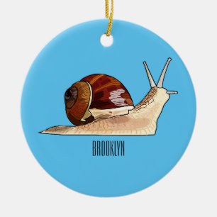 Snail cartoon illustration ceramic ornament