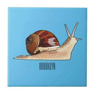Snail cartoon illustration ceramic tile