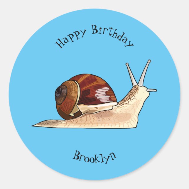 Snail cartoon illustration classic round sticker (Front)