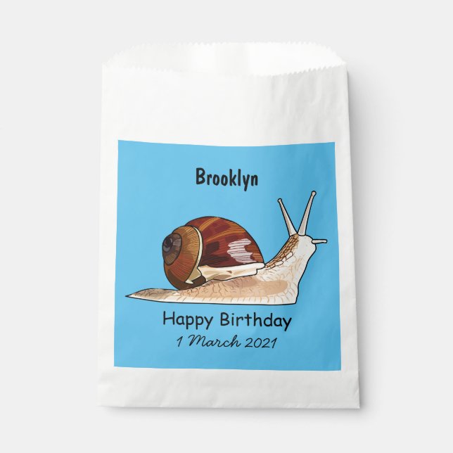 Snail cartoon illustration favour bag (Front)