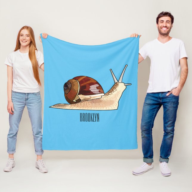 Snail cartoon illustration fleece blanket (In Situ)
