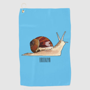 Snail cartoon illustration golf towel