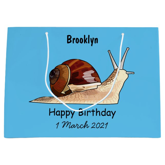 Snail cartoon illustration large gift bag (Front)