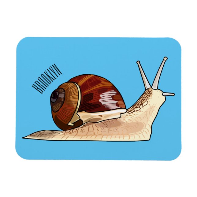 Snail cartoon illustration magnet (Horizontal)