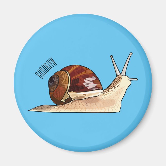 Snail cartoon illustration magnet (Front)