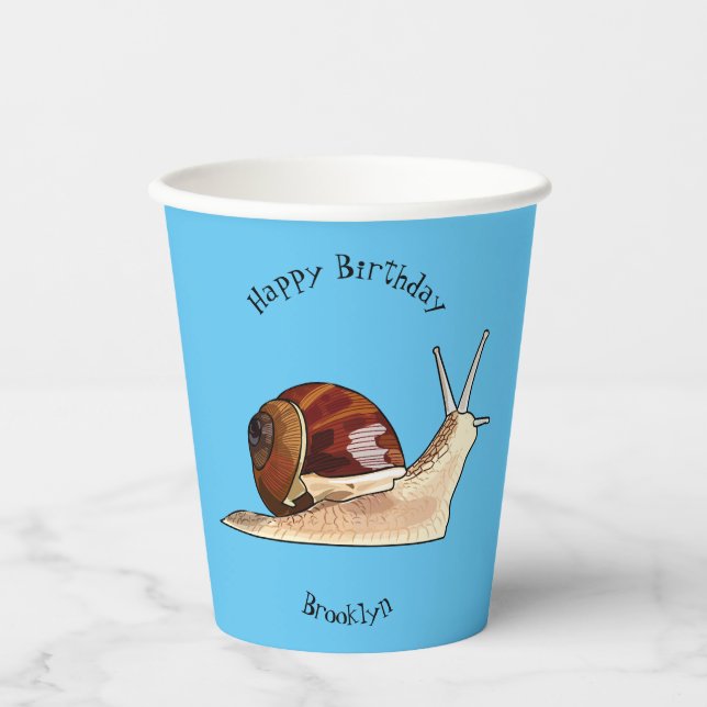 Snail cartoon illustration paper cups (Front)