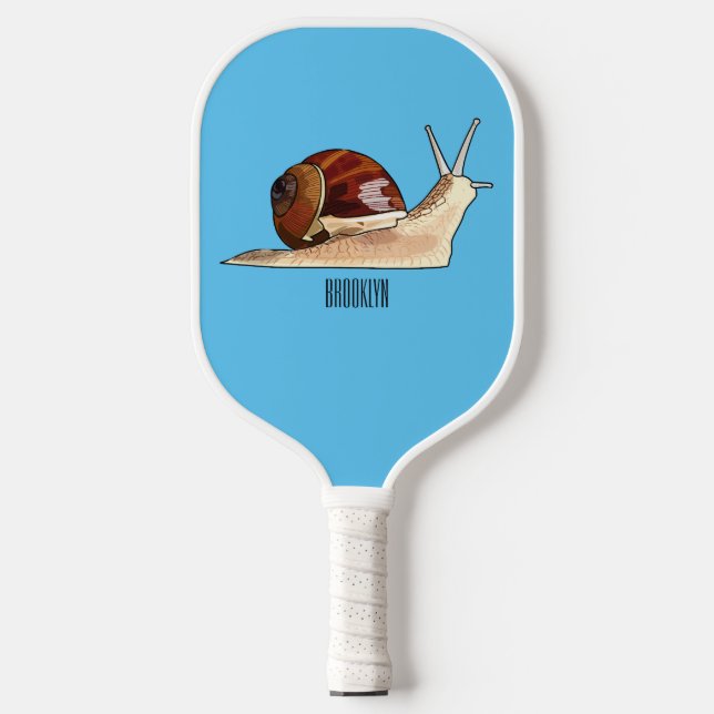 Snail cartoon illustration pickleball paddle (Front)