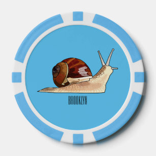 Snail cartoon illustration poker chips