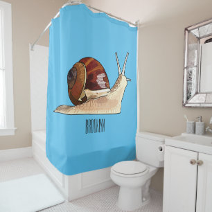 Snail cartoon illustration shower curtain