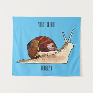 Snail cartoon illustration tapestry
